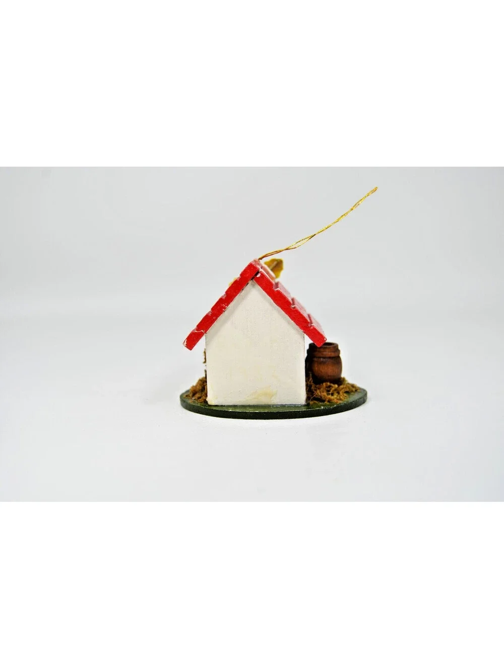 Dog in Dog House Wood Christmas Ornament Noel Vintage Germany Hand Painted Noel